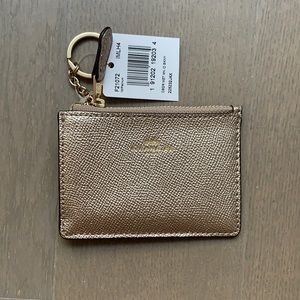 New Coach rose gold leather card case